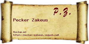 Pecker Zakeus névjegykártya